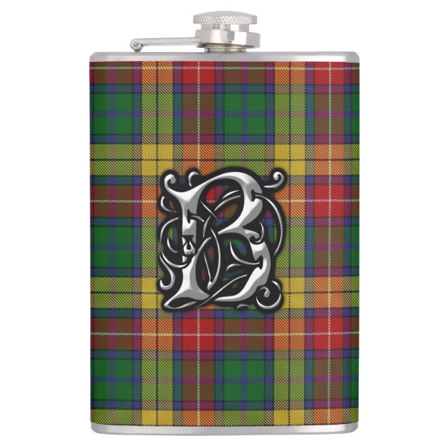 Clan-Buchanantartan-alte Schottland-Flasche Flachmann (Vorderseite)