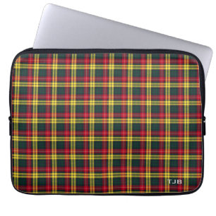 Clan-Buchanantartan-buntes kariertes Monogramm Laptopschutzhülle