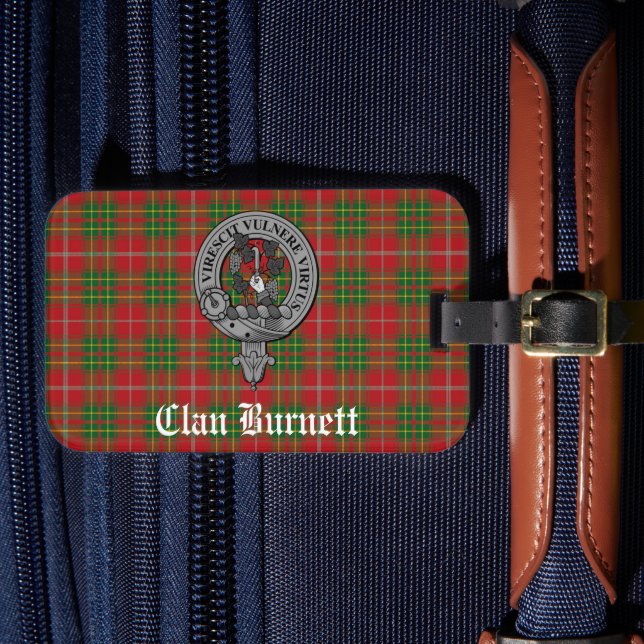 Clan Burnett Wappen Abzeichen & Tartan Gepäckanhänger (Vorderseite Insitu 4)