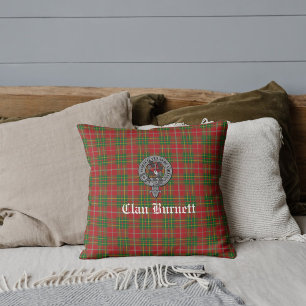 Clan Burnett Wappen Abzeichen & Tartan Kissen