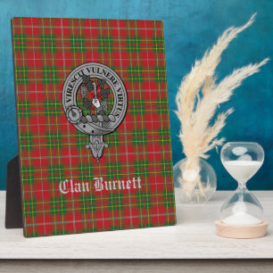 Clan Burnett Wappen Abzeichen & Tartan Tabletop Fotoplatte
