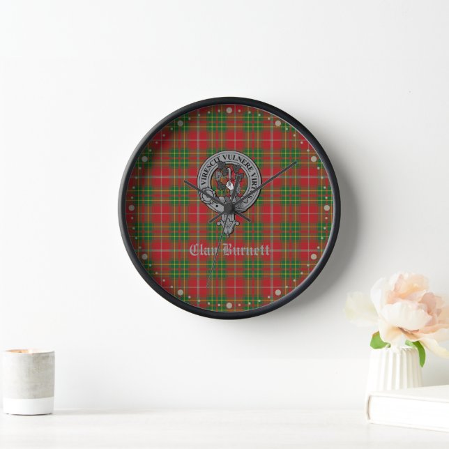 Clan Burnett Wappen Abzeichen & Tartan Uhr (Zuhause)