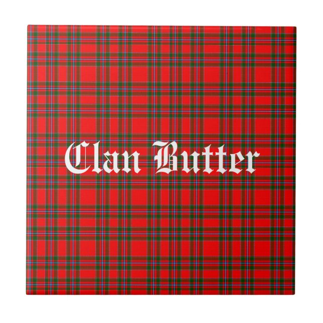 Clan Butter Tartan und benutzerdefinierter Text Fliese (Vorderseite)