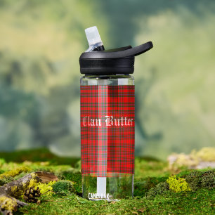 Clan Butter Tartan und benutzerdefinierter Text Trinkflasche