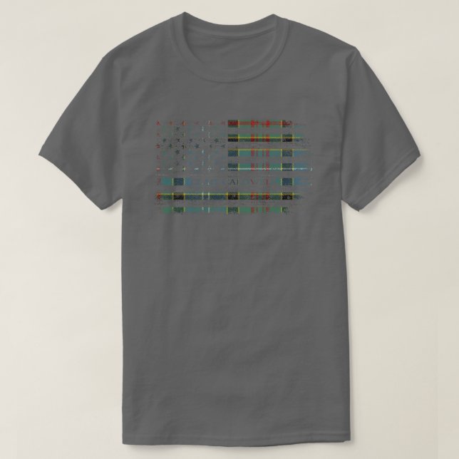 Clan Caldwell Scottish tartan US flagkilan Scotlan T-Shirt (Design vorne)