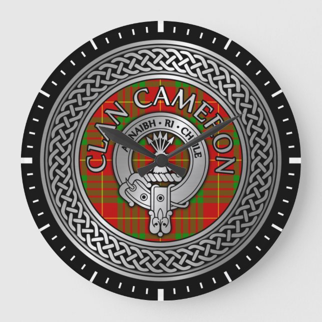 Clan Cameron Crest & Tartan Knot Grande horloge (Recto)