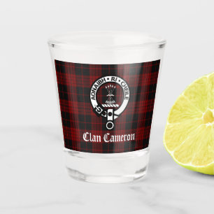 Clan Cameron Wappen Abzeichen & Tartan Schnapsglas