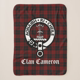 Clan Cameron Wappen Abzeichen und Tartan Sherpadecke