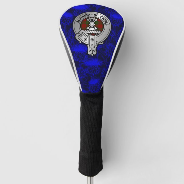 Clan Cameron Wappen & Tartan auf Thistle Golf Headcover (Vorderseite)