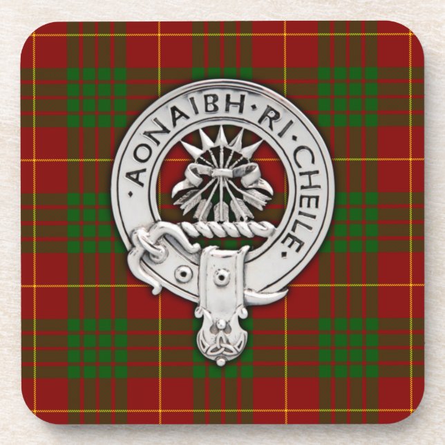 Clan Cameron Wappen & Tartan Getränkeuntersetzer (Vorderseite)