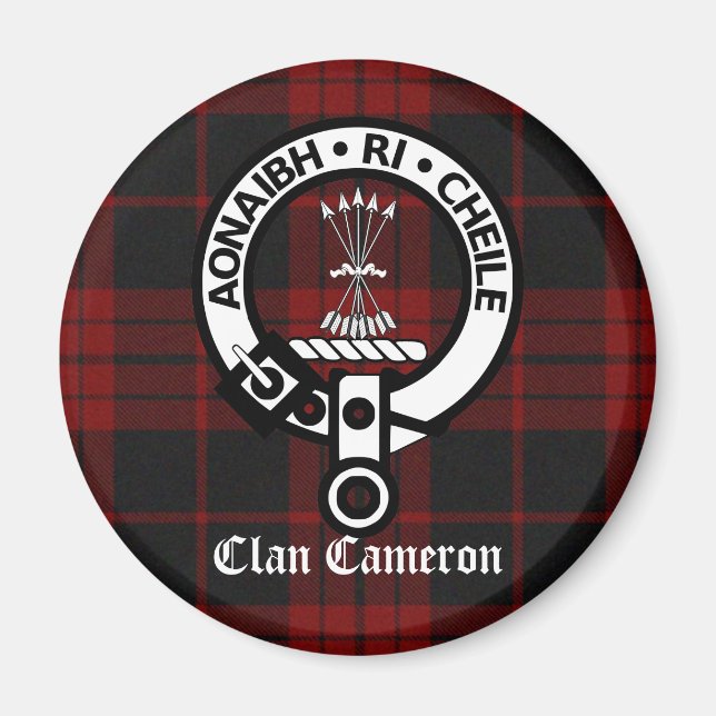 Clan Cameron Wappen & Tartan Magnet (Vorne)