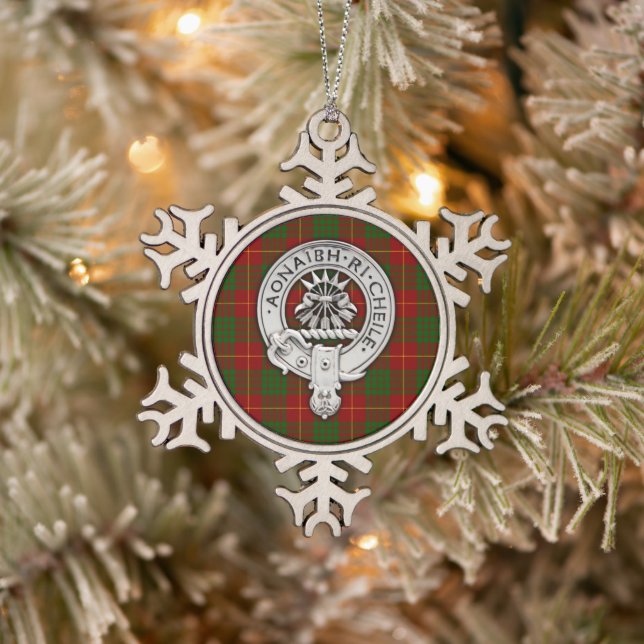 Clan Cameron Wappen & Tartan Schneeflocken Zinn-Ornament (Baum)
