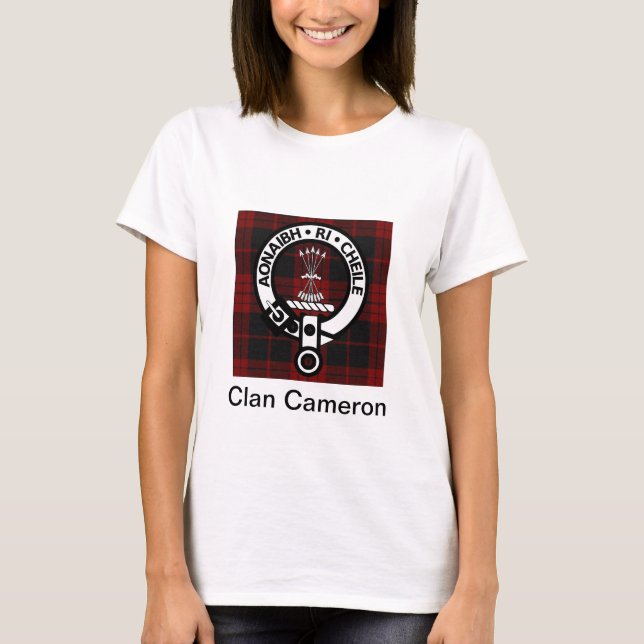Clan Cameron Wappen & Tartan T-Shirt (Vorderseite)