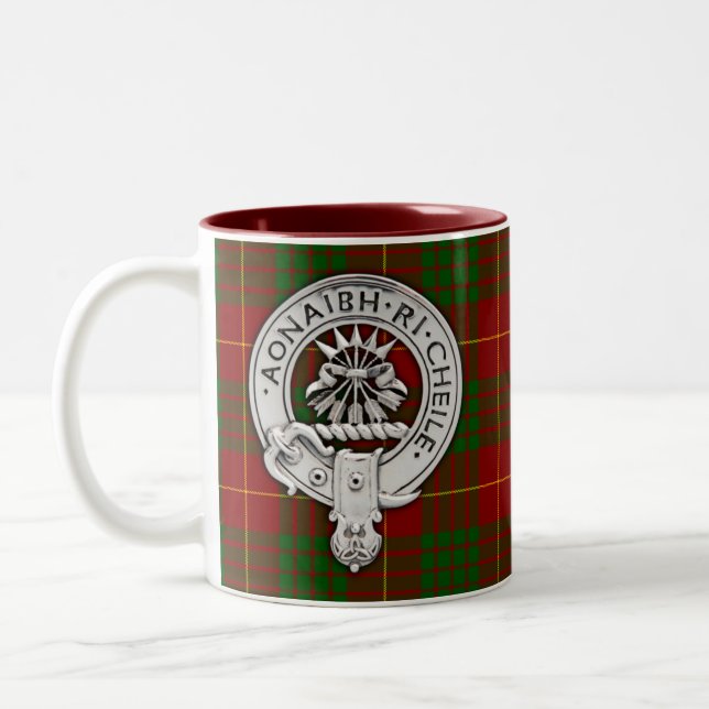 Clan Cameron Wappen & Tartan Zweifarbige Tasse (Links)