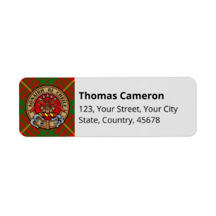 Clan Cameron Wappen über Tartan