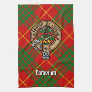Clan Cameron Wappen über Tartan Geschirrtuch