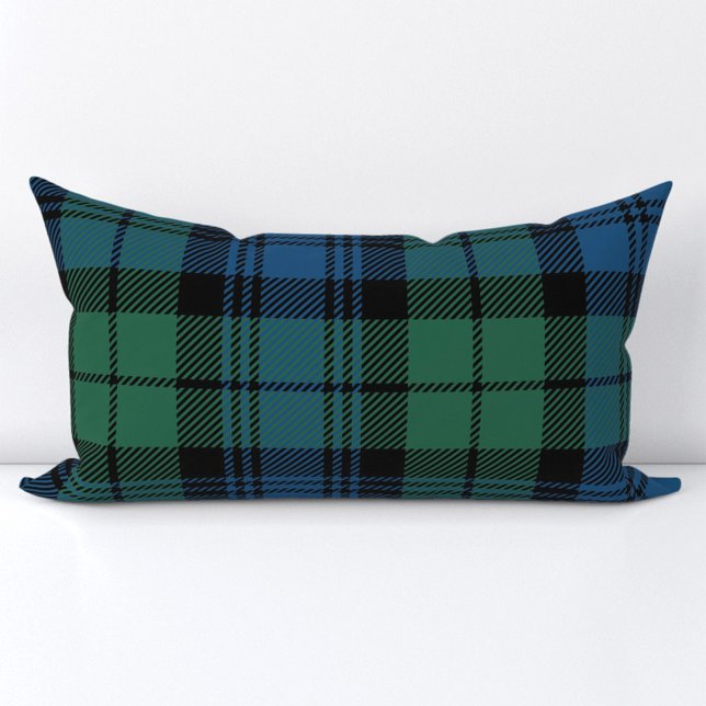 Clan Campbell Kariert Tartan Green Blue Black Karo Lendenkissen (Rustic Plaid Farmhouse Campbell Tartan Lumber Pillow)