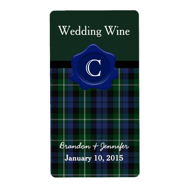 Clan Campbell Kariert Wedding Mini Wine Labels (Vorne)