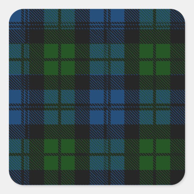 Clan-Campbell-MilitärTartan Quadratischer Aufkleber (Vorderseite)