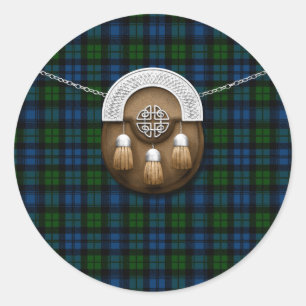Clan-Campbell MilitärTartan und Sporran Runder Aufkleber