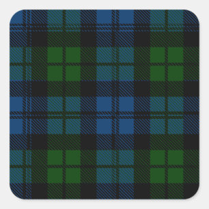 Clan Campbell Military Tartan Quadratischer Aufkleber