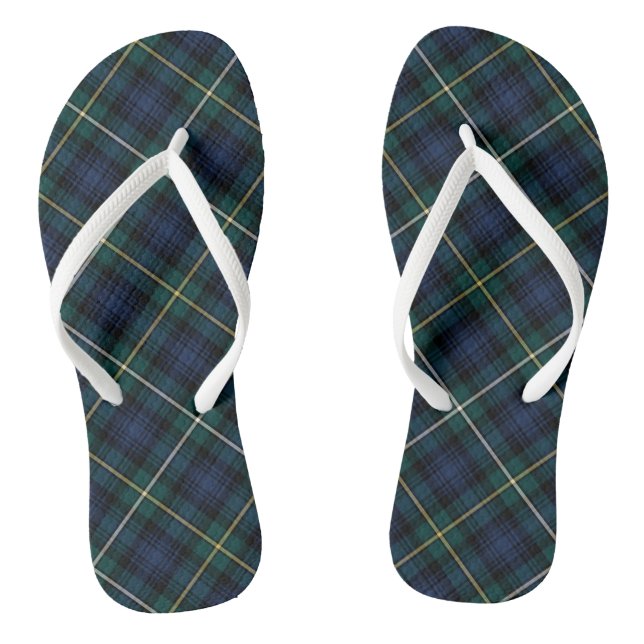 Clan Campbell Tartan Blue und Green Kariert Flip Flops (Fußbett)