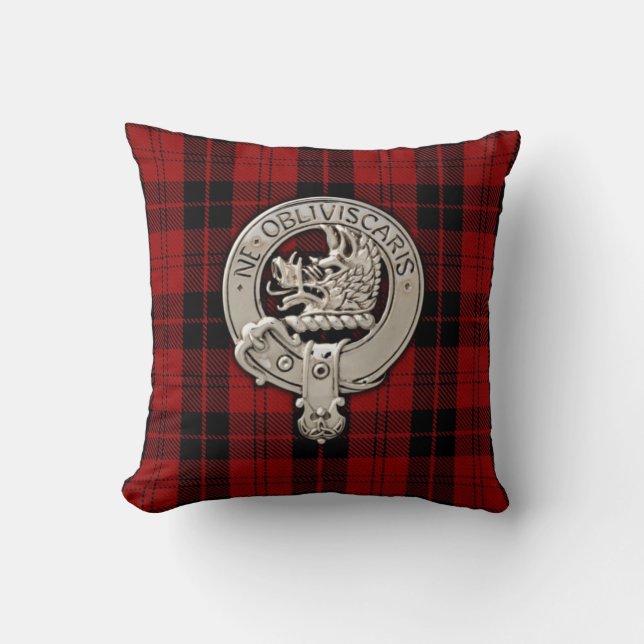 Clan Campbell Wappen & Armaddie Tartan Kissen (Vorderseite)