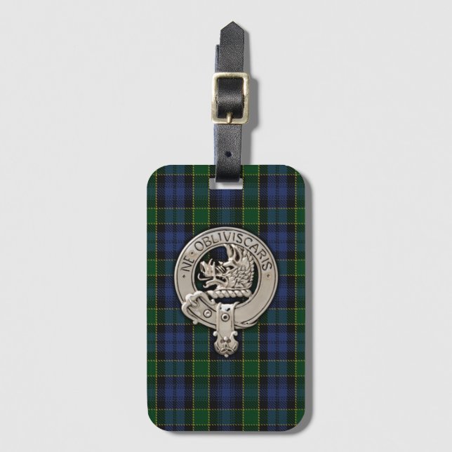 Clan Campbell Wappen & Breadalbane Tartan Gepäckanhänger (Vorderseite Vertikal)