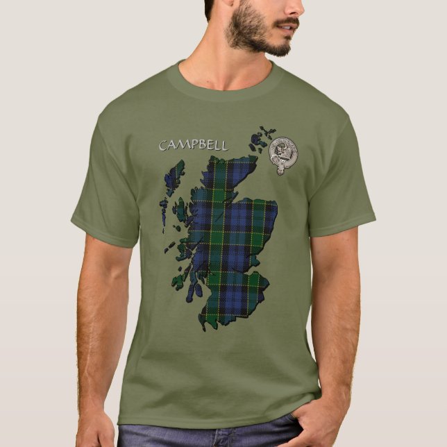Clan Campbell Wappen & Breadalbane Tartan Karte T-Shirt (Vorderseite)