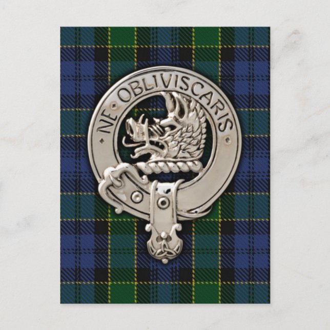 Clan Campbell Wappen & Breadalbane Tartan Postkarte (Vorderseite)