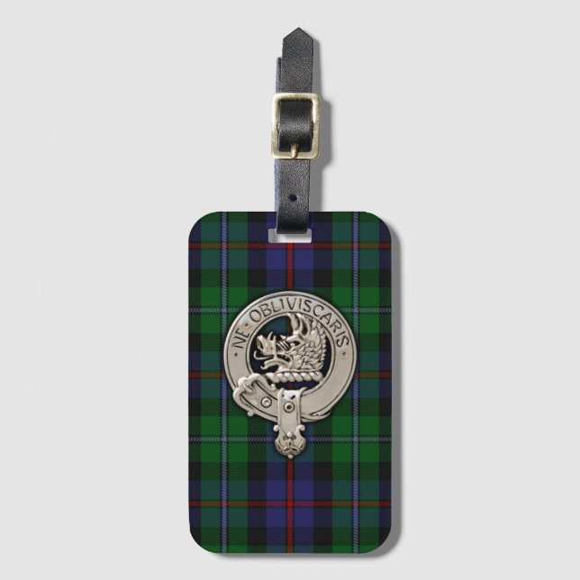 Clan Campbell Wappen & Cawdor Tartan Gepäckanhänger (Vorderseite Vertikal)