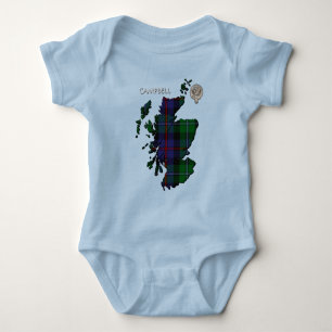 Clan Campbell Wappen & Cawdor Tartan Karte Baby Strampler