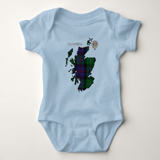 Clan Campbell Wappen & Cawdor Tartan Karte Baby Strampler (Vorderseite)