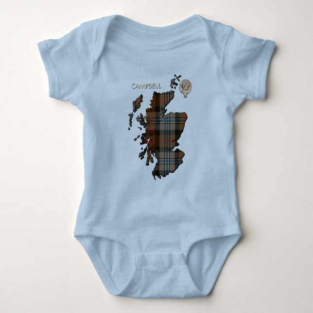 Clan Campbell Wappen & Jagd Tartan Karte Baby Strampler (Vorderseite)