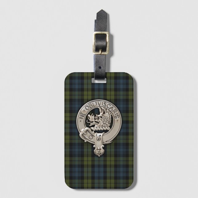 Clan Campbell Wappen & Tartan Gepäckanhänger (Vorderseite Vertikal)
