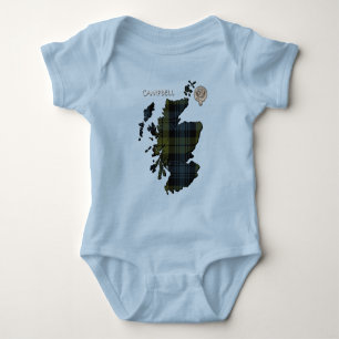 Clan Campbell Wappen & Tartan Karte Baby Strampler