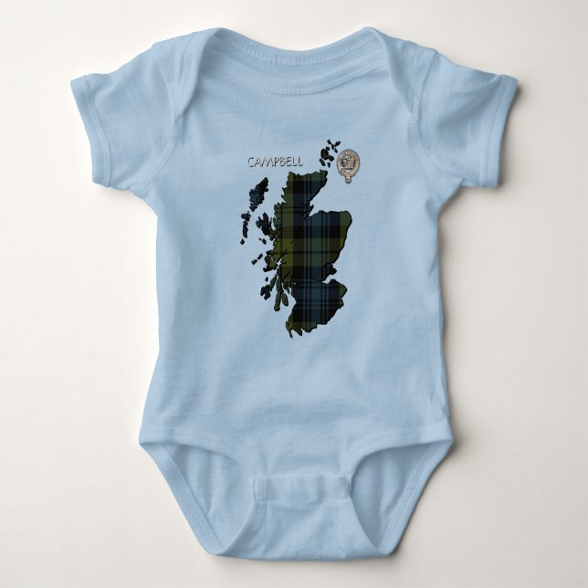 Clan Campbell Wappen & Tartan Karte Baby Strampler (Vorderseite)