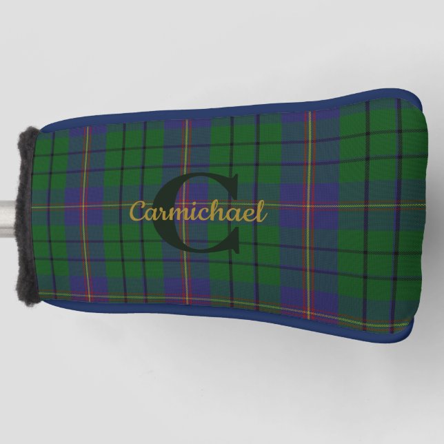 Clan Carmichael Plaid Monogrammed Golf Headcover (Vorderseite)