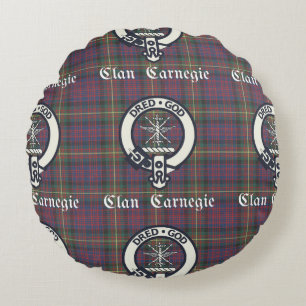 Clan Carnegie Crest Tartan Rundes Kissen