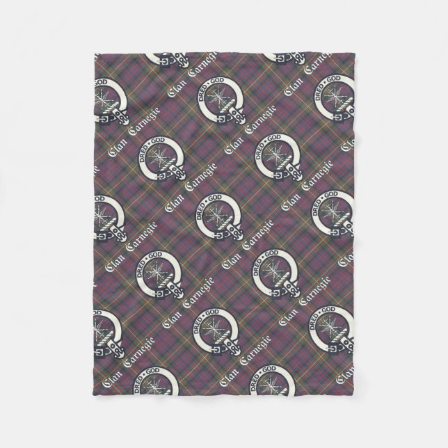 Clan Carnegie Wappen Tartan Fleecedecke (Vorderseite)