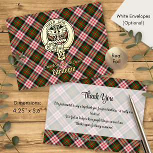 Clan Carnegie-Wappen über Dress Tartan Folie Einladungspostkarte