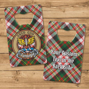 Clan Carnegie Wappen über Dress Tartan Geldbeutel Flaschenöffner