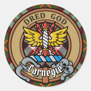 Clan Carnegie Wappen über Dress Tartan Runder Aufkleber