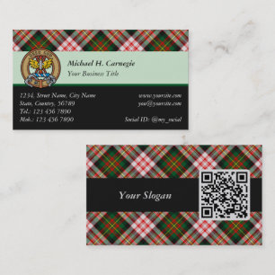 Clan Carnegie Wappen über Dress Tartan Visitenkarte