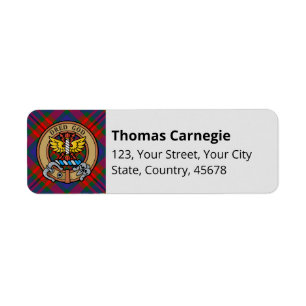 Clan Carnegie Wappen über Tartan