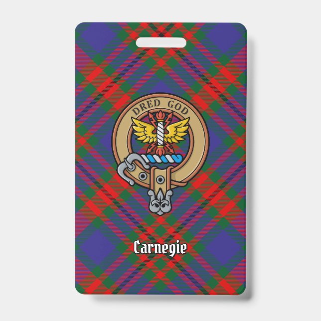 Clan Carnegie Wappen über Tartan Ausweis (Front)