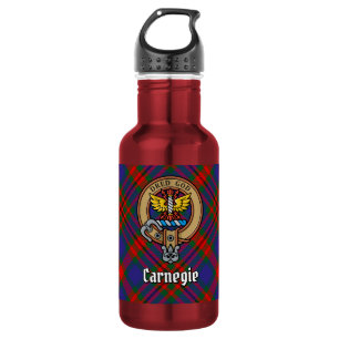Clan Carnegie Wappen über Tartan Edelstahlflasche