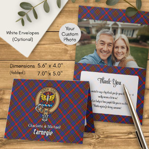 Clan Carnegie-Wappen über Tartan Einladung