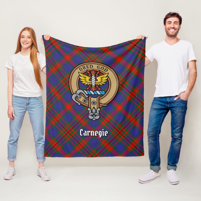 Clan Carnegie Wappen über Tartan Fleecedecke (Beispiel)