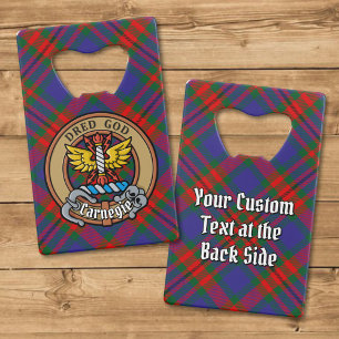 Clan Carnegie Wappen über Tartan Geldbeutel Flaschenöffner